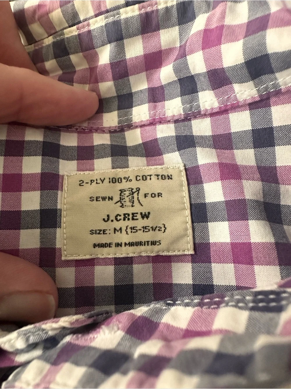 Men’s Purple and Navy Gingham Button-Up Shirt